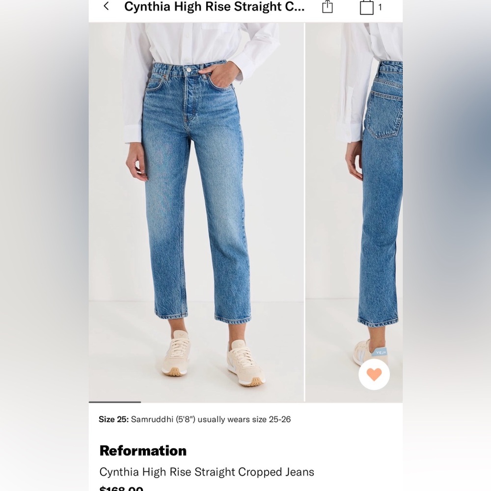 Reformation Cynthia High Rise Straight Jeans